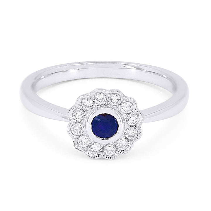 Madison L 14K White Gold Sapphire Round Ring - style R1289SAW