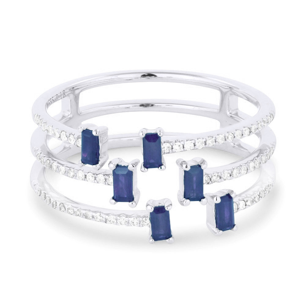 Madison L 14K White Gold Sapphire Cocktail Ring - style R1297SAW