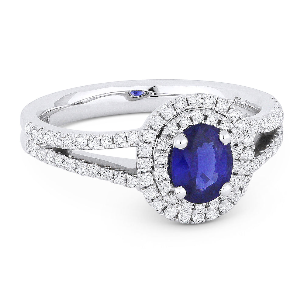 Madison L 18K White Gold Sapphire Oval Ring - style R1310SAW