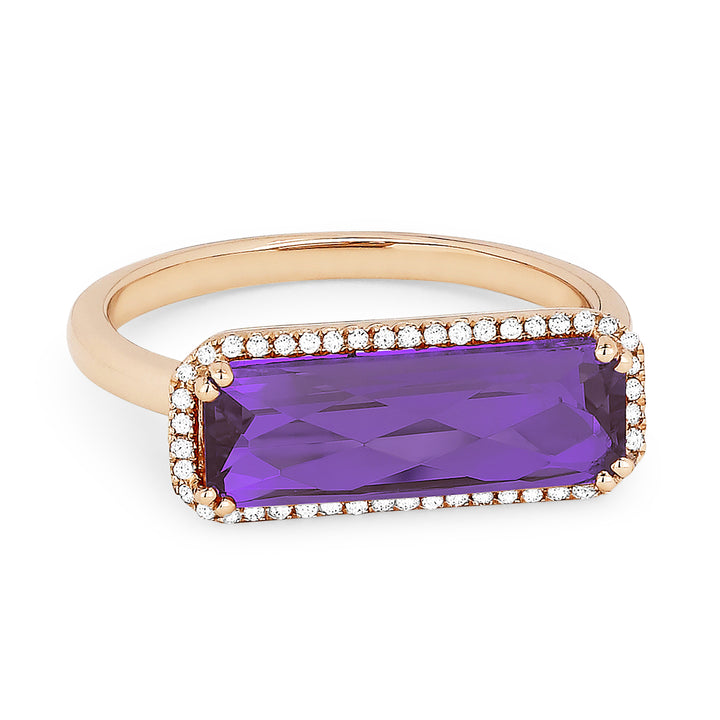 Madison L 14K Rose Gold Amethyst Rectangle Ring - style R1336AMP