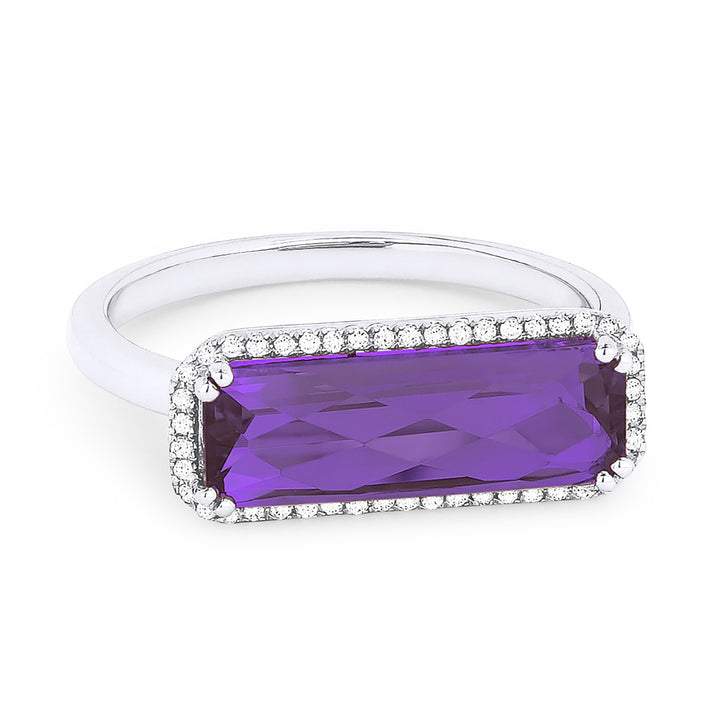 Madison L 14K White Gold Amethyst Rectangle Ring - style R1336AMW