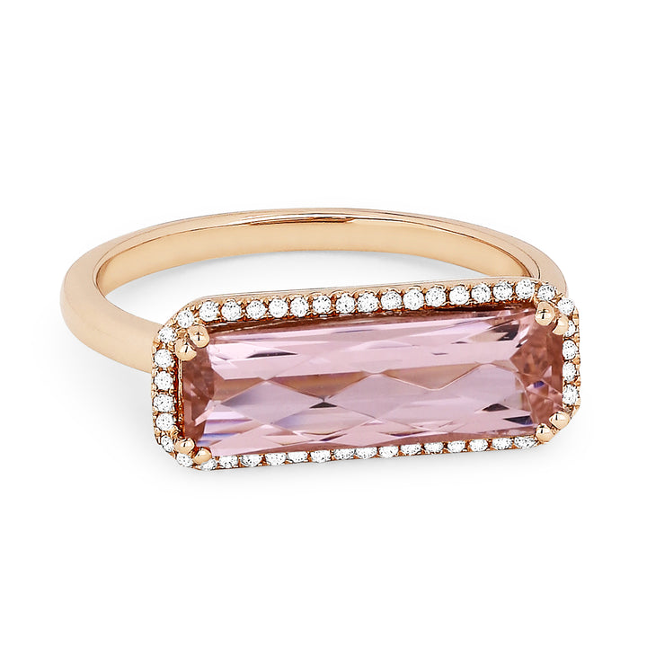 Madison L 14K Rose Gold Created Morganite Rectangle Ring - style R1336CMGP