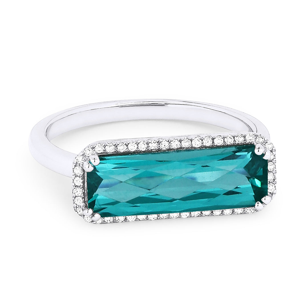 Madison L 14K White Gold Created Tourmaline Paraiba Rectangle Ring - style R1336CPARW