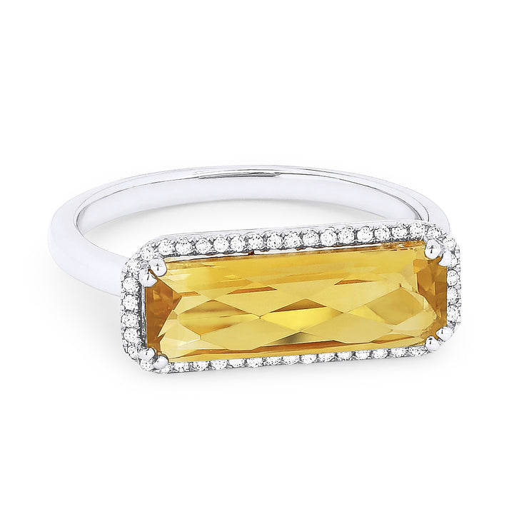 Madison L 14K White Gold Citrine Rectangle Ring - style R1336CTW