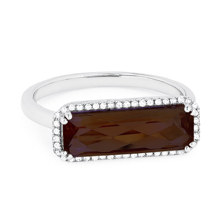 Madison L 14K White Gold Garnet Rectangle Ring - style R1336GAW