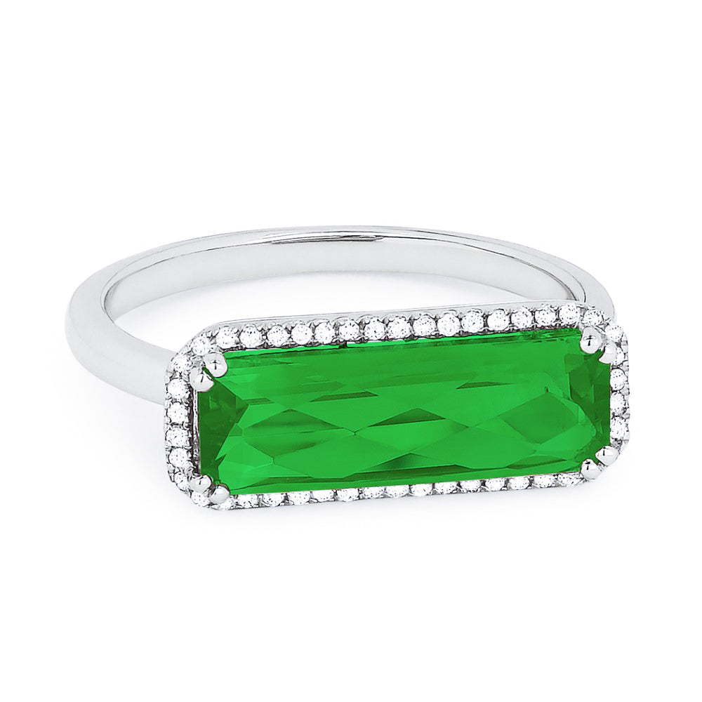 Madison L 14K White Gold Created Emerald Rectangle Ring - style R1336GCW