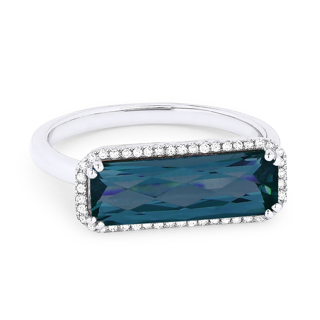 Madison L 14K White Gold London Blue Topaz Rectangle Ring - style R1336LBTW
