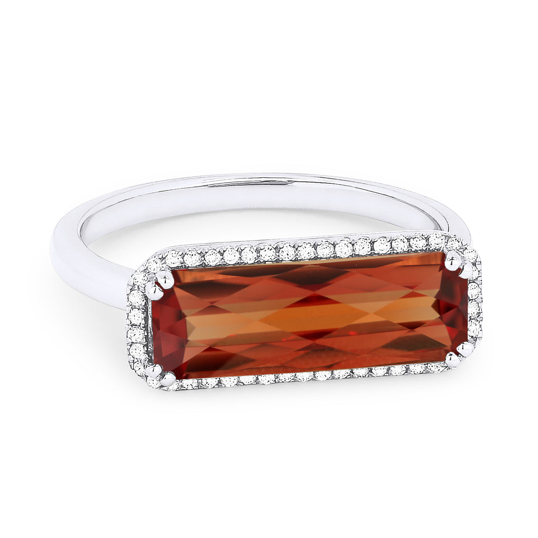 Madison L 14K White Gold Created Padparadscha Rectangle Ring - style R1336OCW