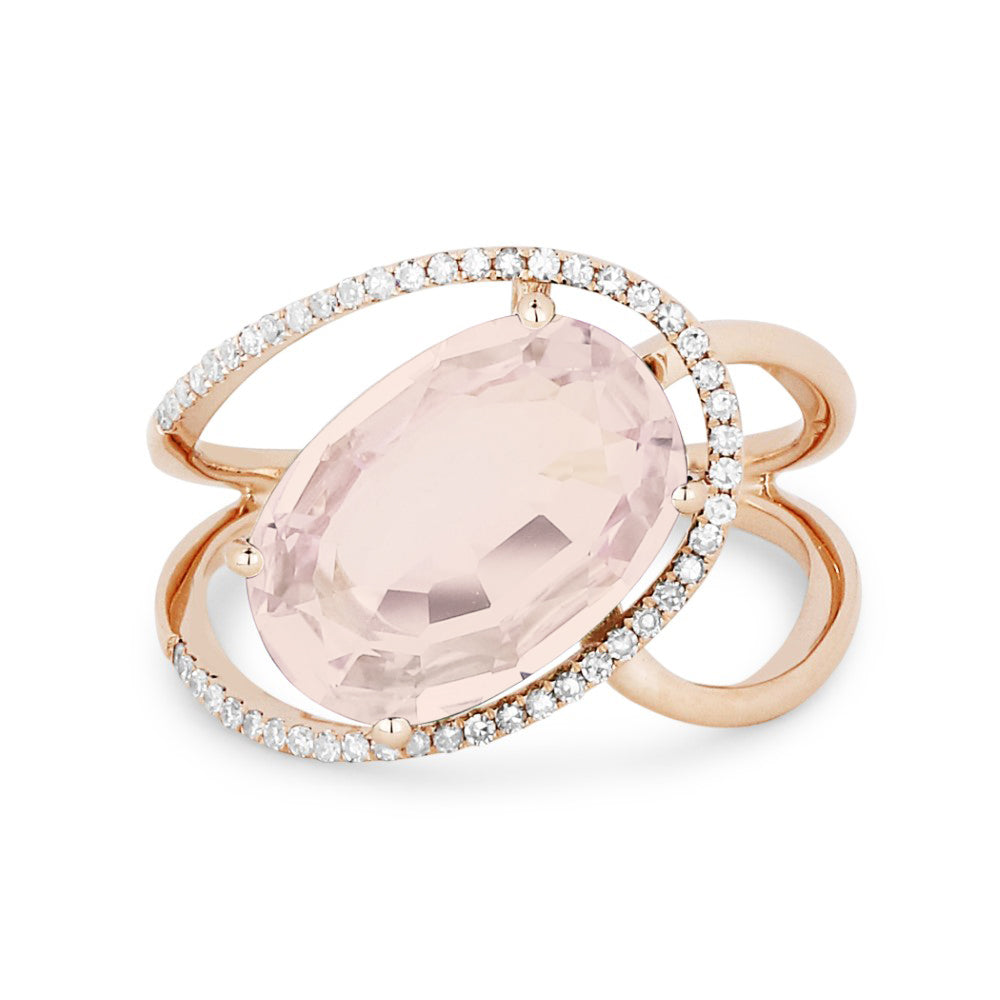 Madison L 14K Rose Gold Created Morganite Oval Ring - style R1339CMGP