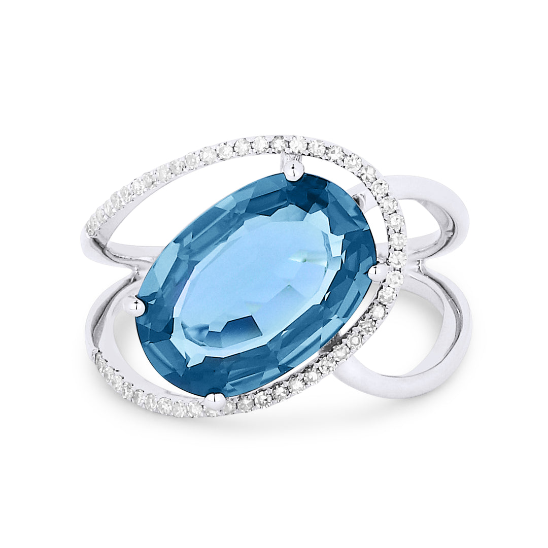 Madison L 14K White Gold Swiss Blue Topaz Oval Ring - style R1339SWBTW
