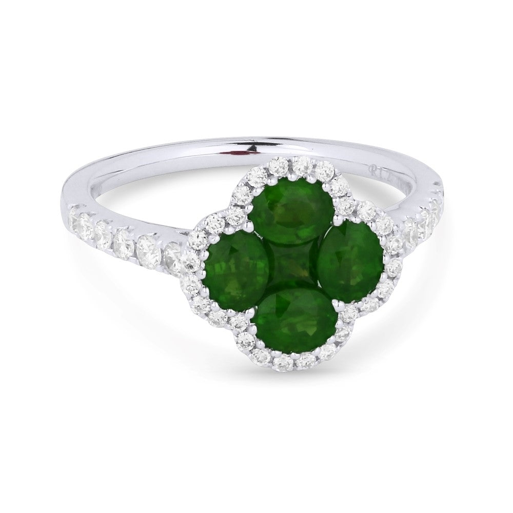 Madison L 18K White Gold Emerald Clover Ring - style R1350EMW