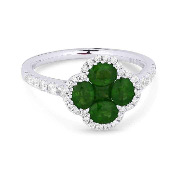 Madison L 18K White Gold Emerald Clover Ring - style R1350EMW