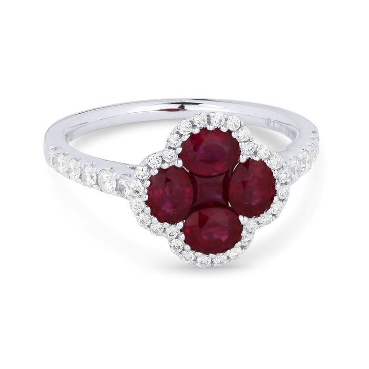 Madison L 18K White Gold Ruby Clover Ring - style R1350RUW