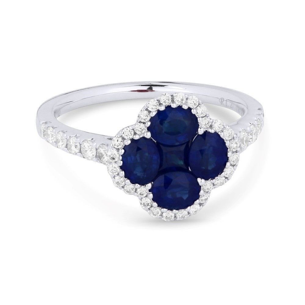 Madison L 18K White Gold Sapphire Clover Ring - style R1350SAW