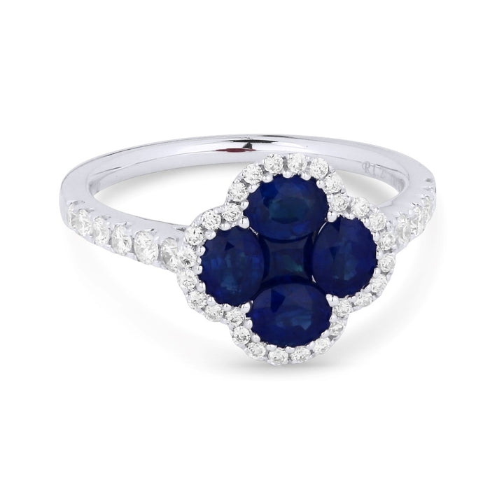 Madison L 18K White Gold Sapphire Clover Ring - style R1350SAW