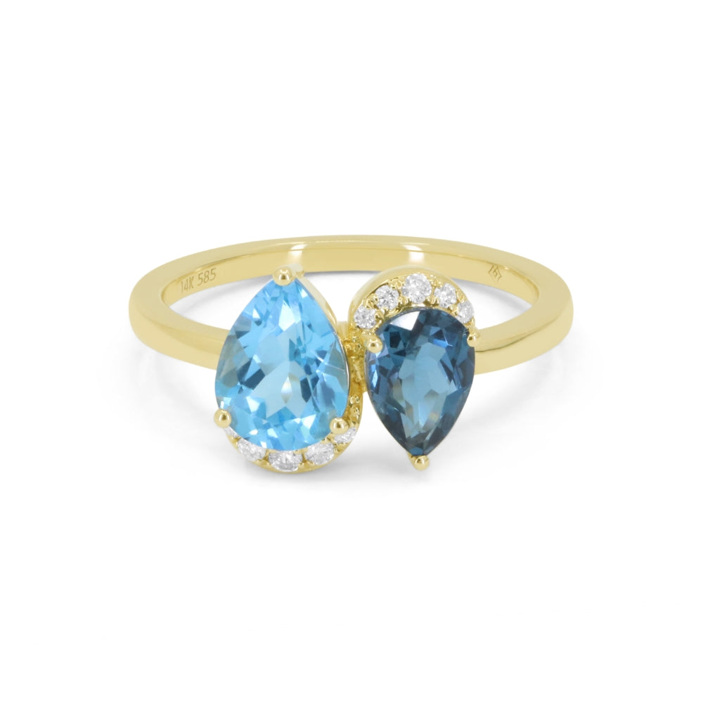 Madison L 14K Yellow Gold Swiss Blue Topaz & London Blue Topaz Ring - style R1362SWBTLBTY
