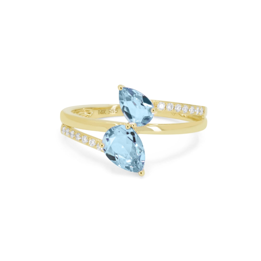 Madison L 14K Yellow Gold Blue Topaz Ring - style R1366BTY