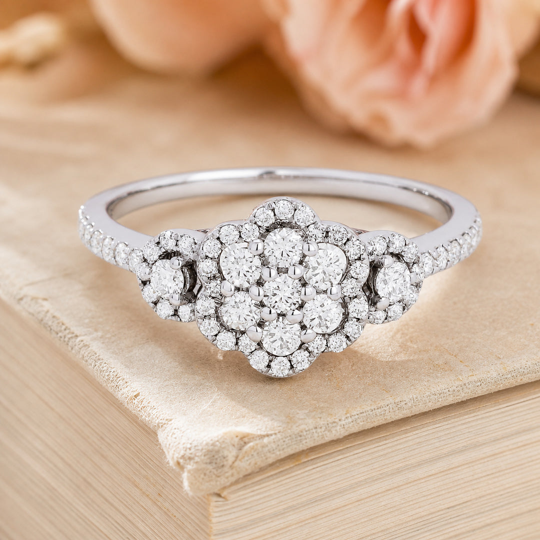 R1377 - 14K Gold Diamond Flower Ring
