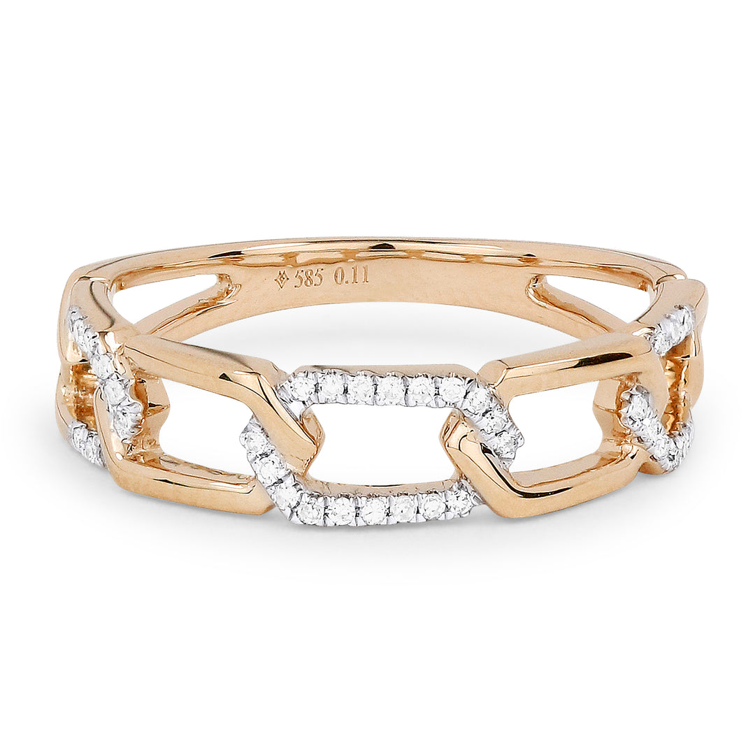 Madison L 14K Rose Gold Diamond Paperclip Ring - style R1378P