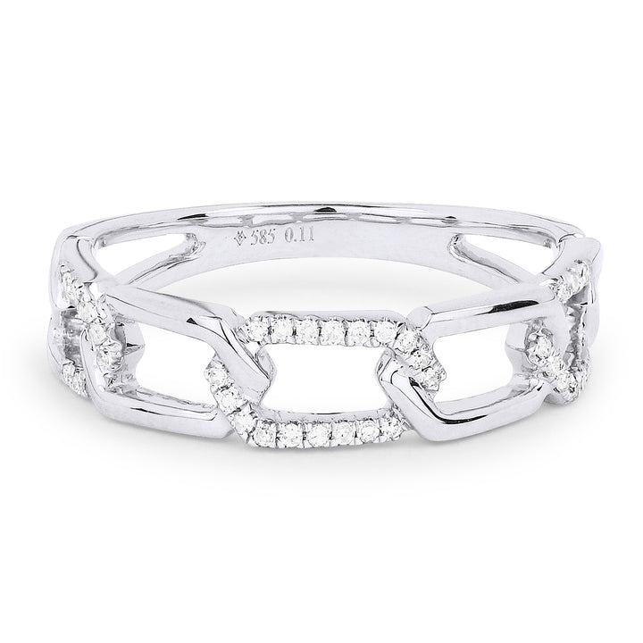 Madison L 14K White Gold Diamond Paperclip Ring - style R1378W