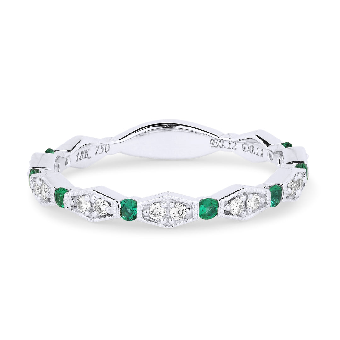Madison L 14K White Gold Emerald Stackable Ring - style R1379EMW