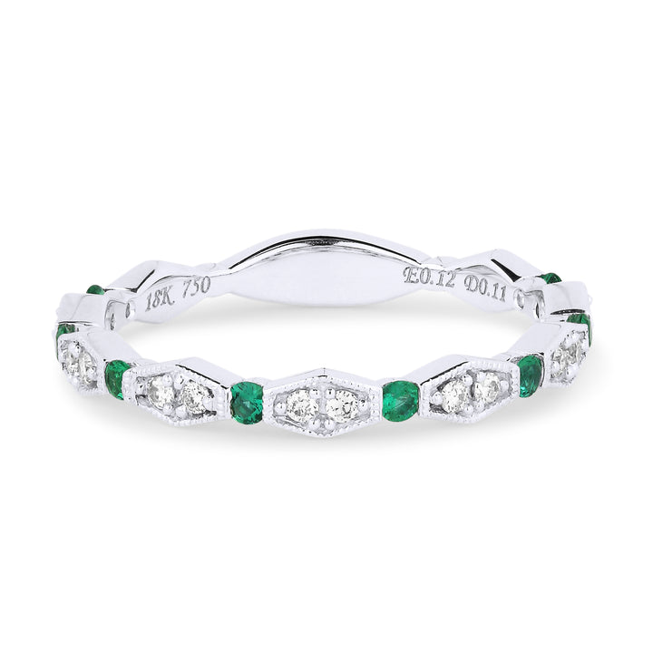 Madison L 14K White Gold Emerald Stackable Ring - style R1379EMW
