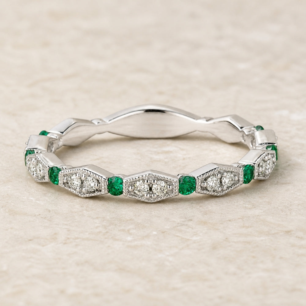 R1379 - 14K Gold Diamond Stackable Ring