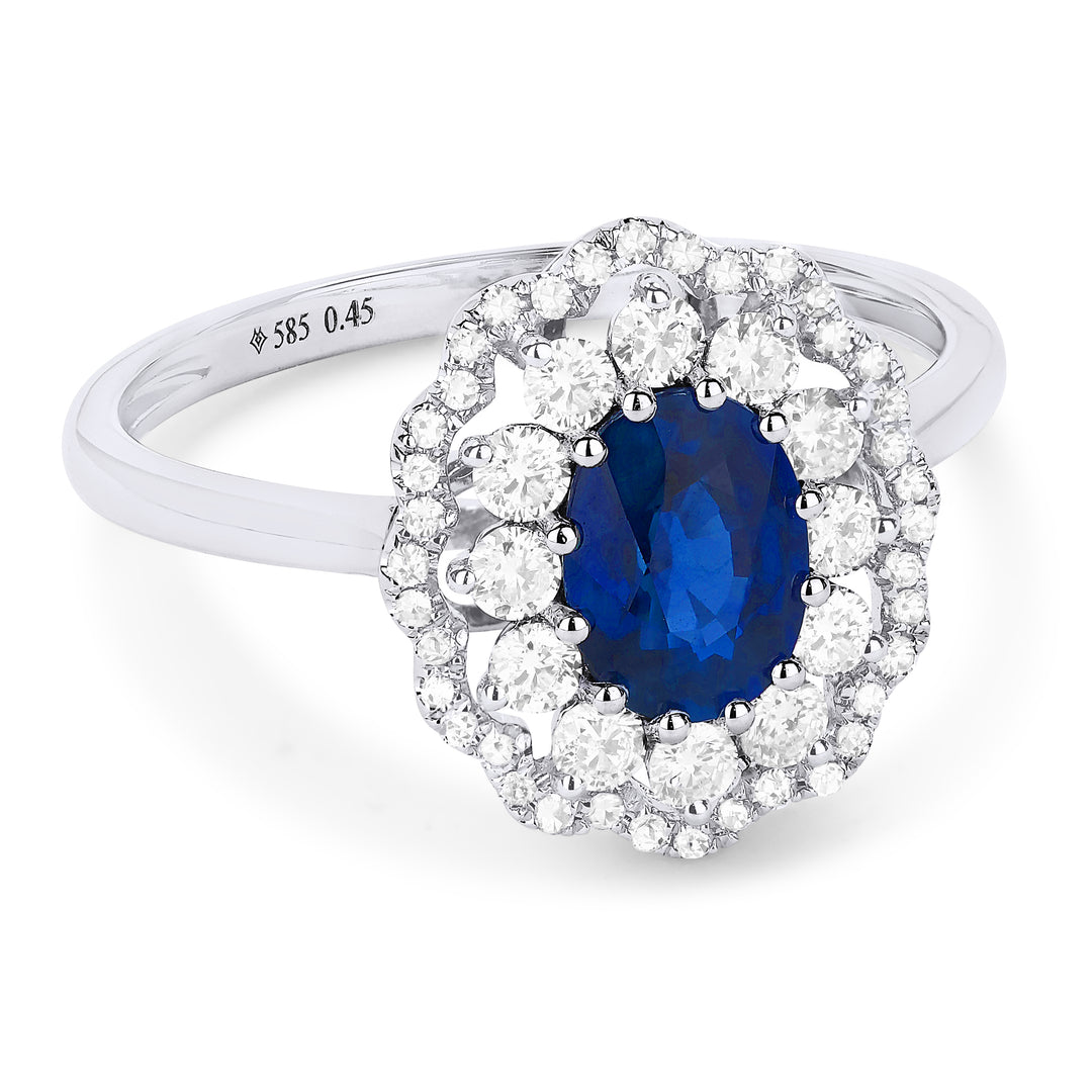 Madison L 14K White Gold Sapphire Oval Ring - style R1407SAW