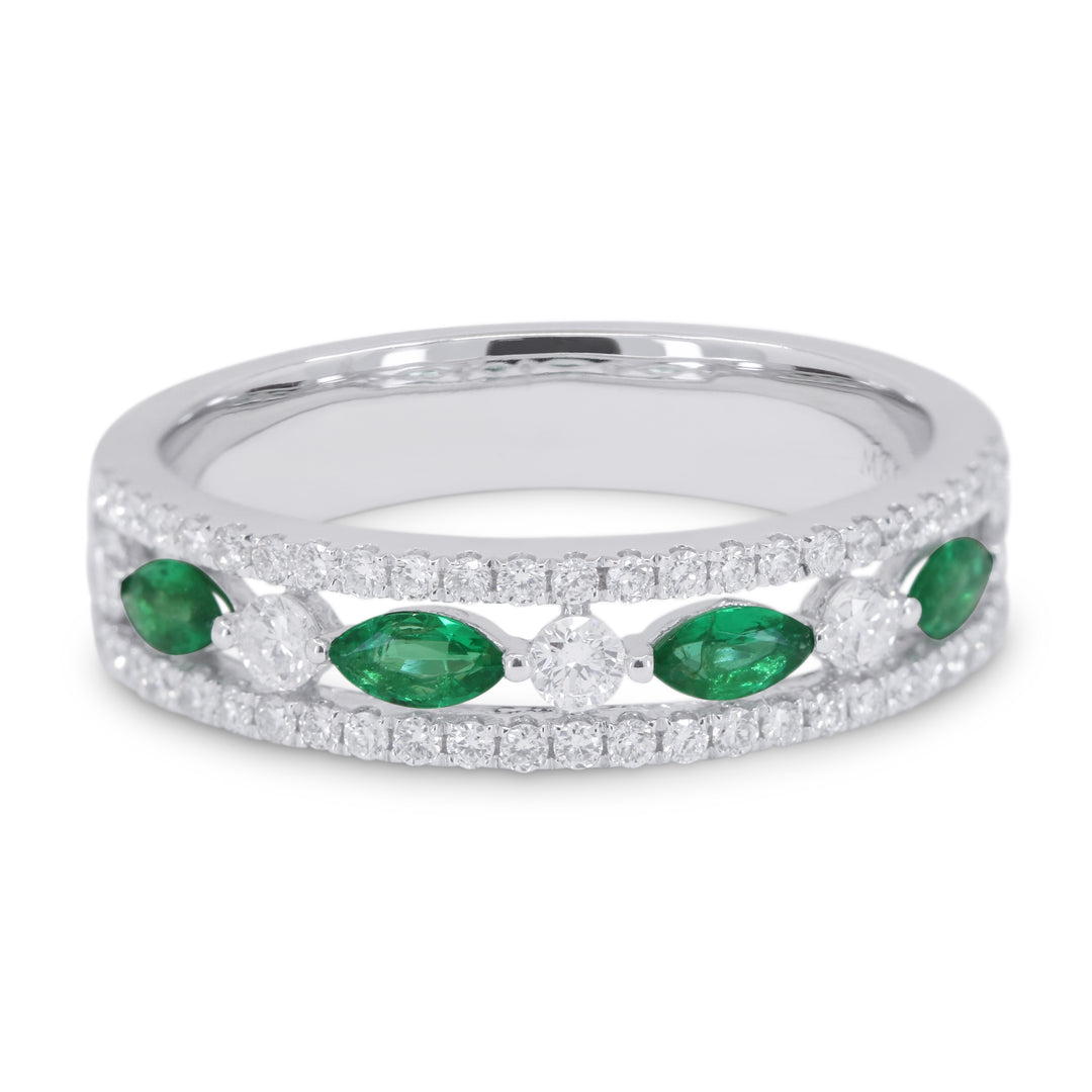 Madison L 14K White Gold Emerald Stackable Ring - style R1416EMW