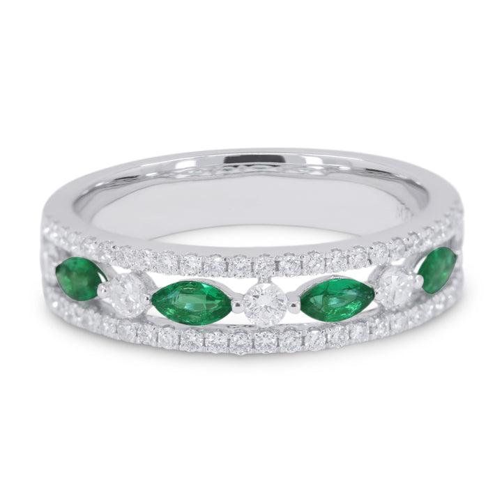 Madison L 14K White Gold Emerald Stackable Ring - style R1416EMW