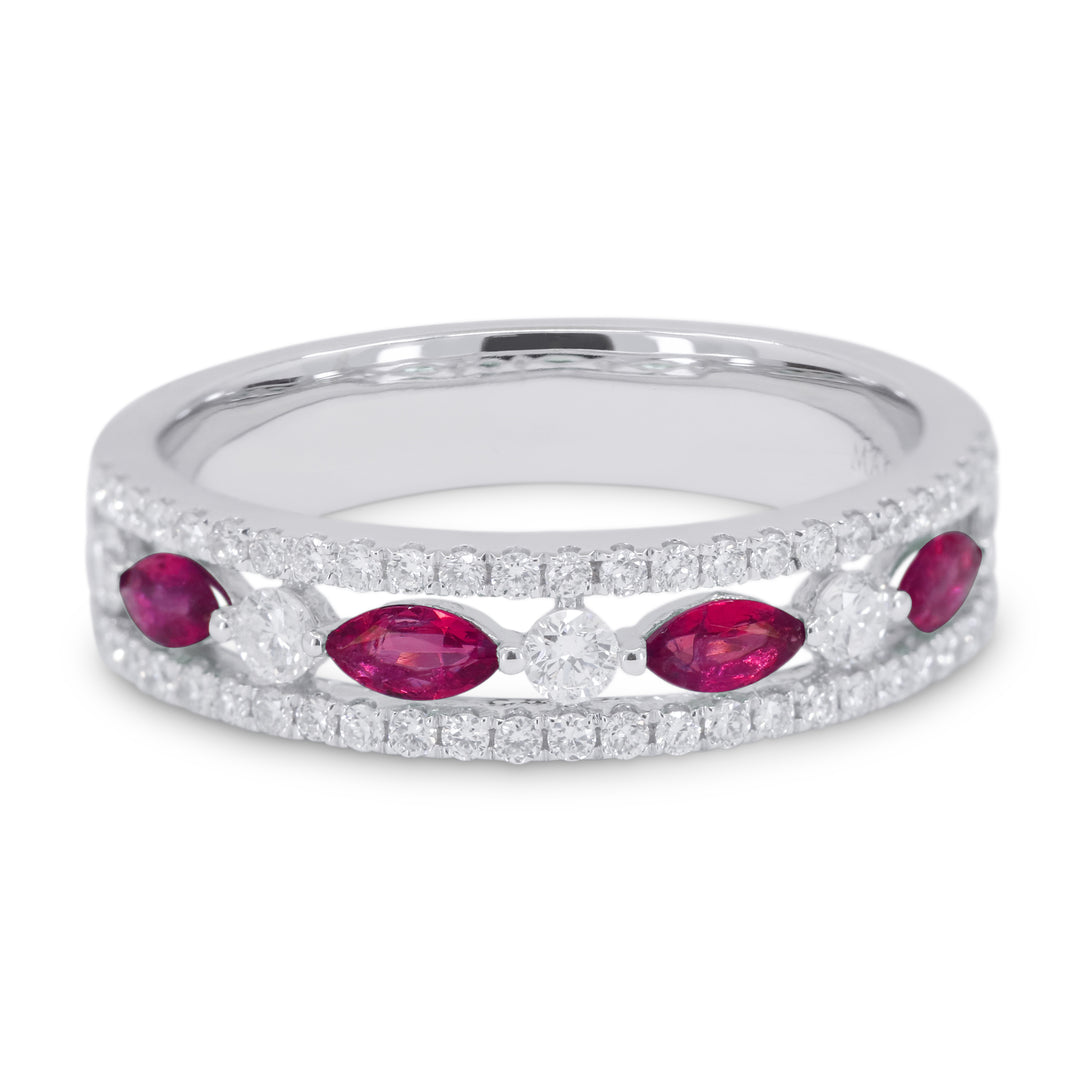 Madison L 14K White Gold Ruby Stackable Ring - style R1416RUW