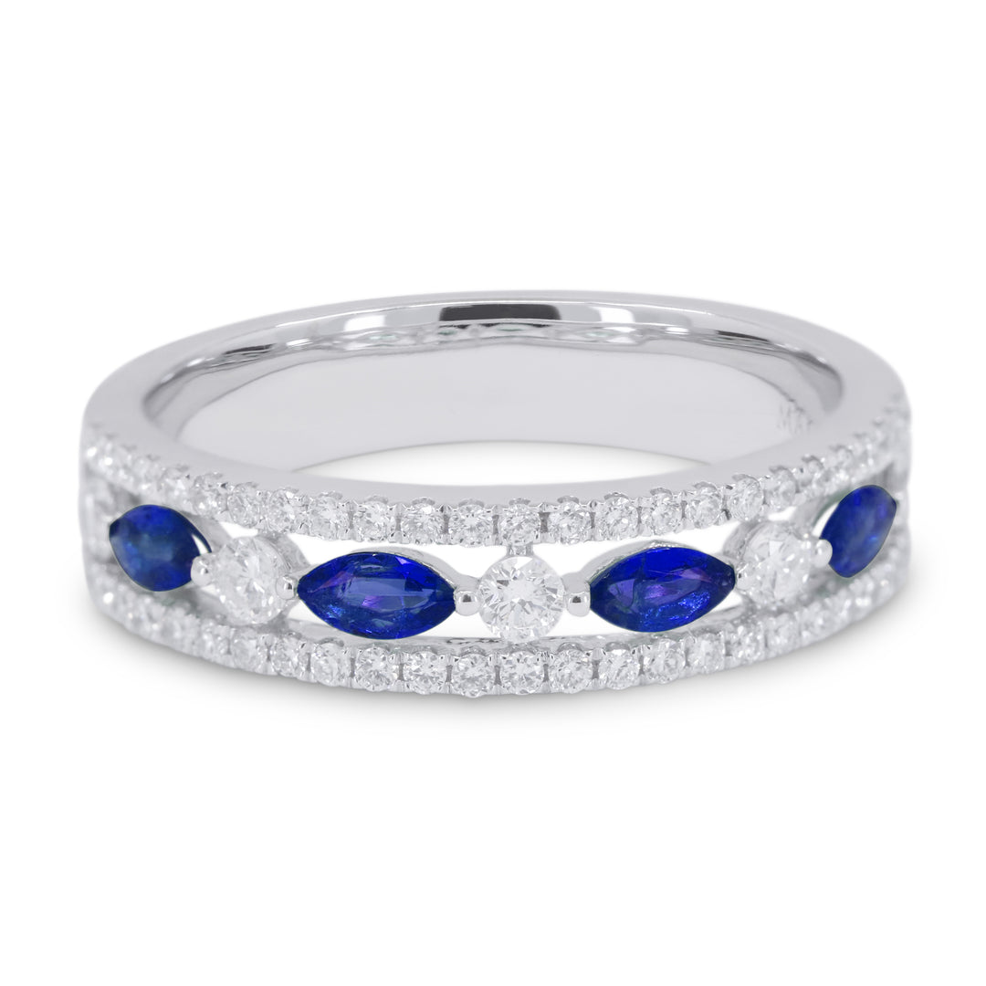 Madison L 14K White Gold Sapphire Stackable Ring - style R1416SAW