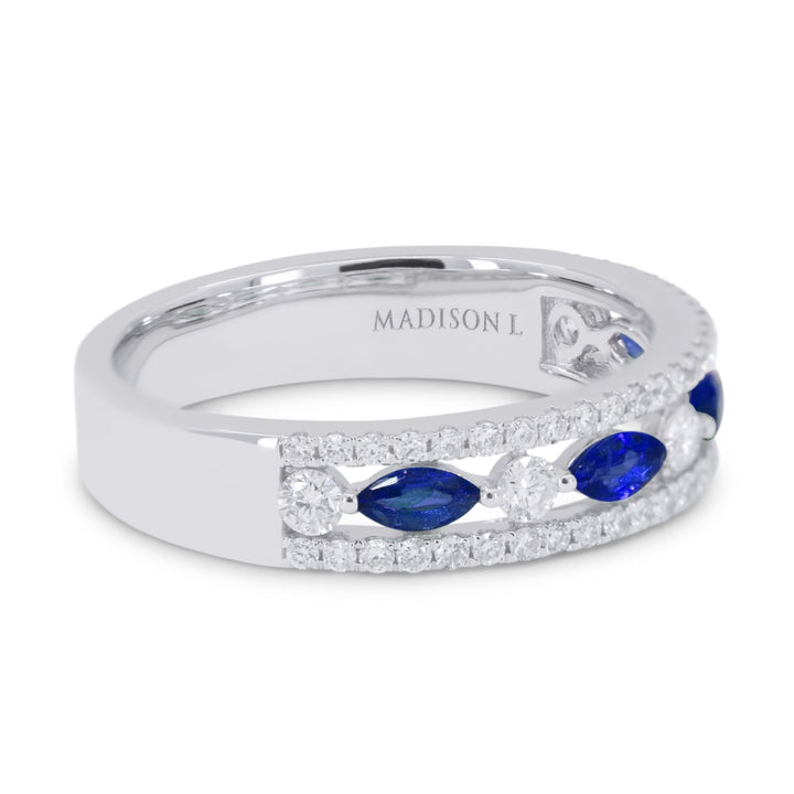 R1416 - 14K White Gold Emerald, Ruby & Sapphire Stackable Ring