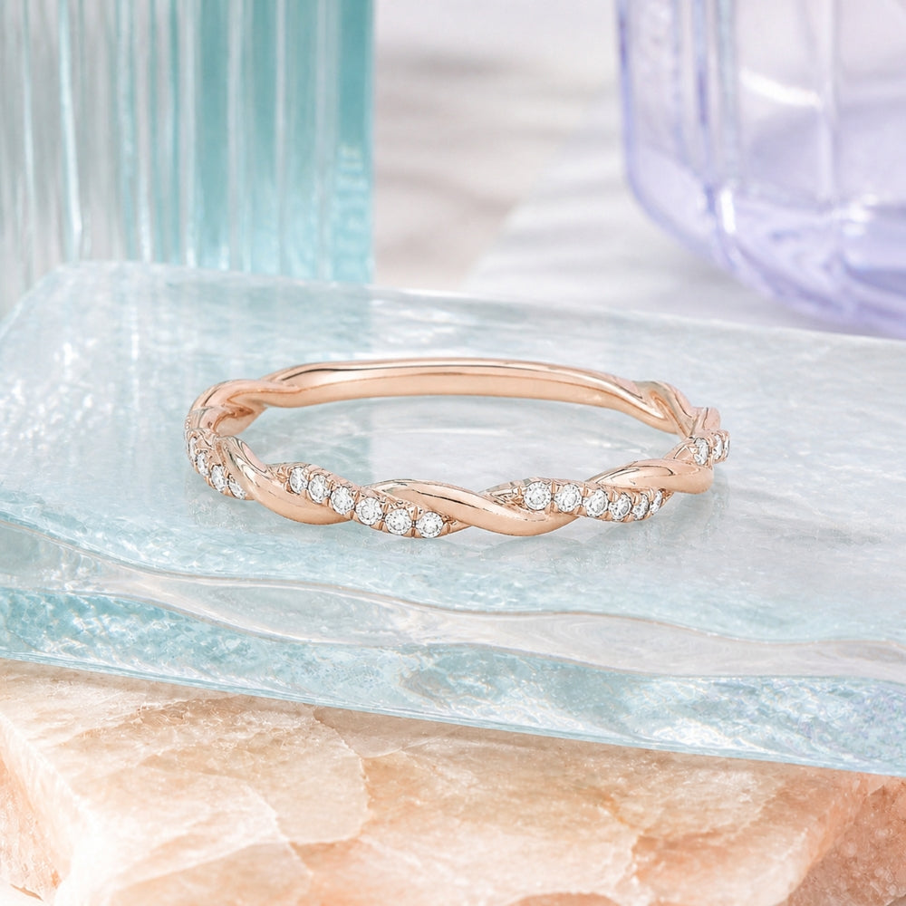 R1423 - 14K Gold Diamond Stackable Ring