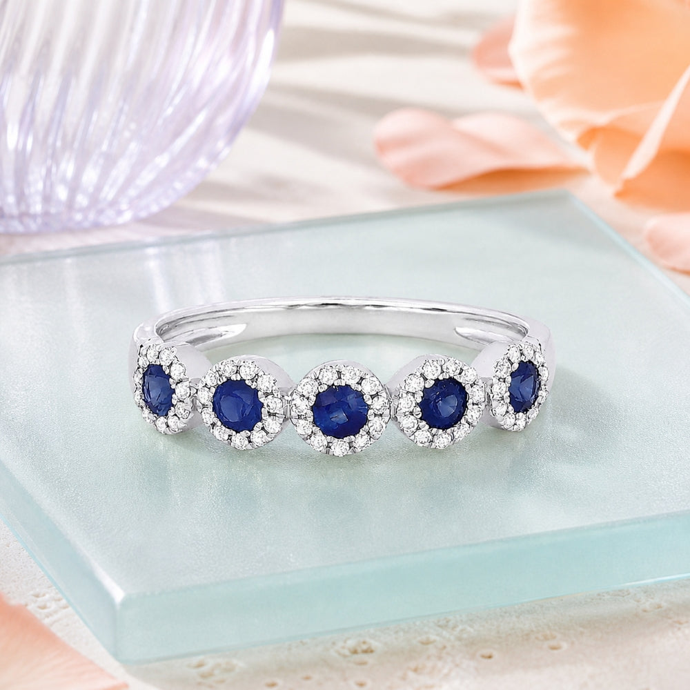 R1436 - 14K White Gold Ruby & Sapphire Stackable Ring