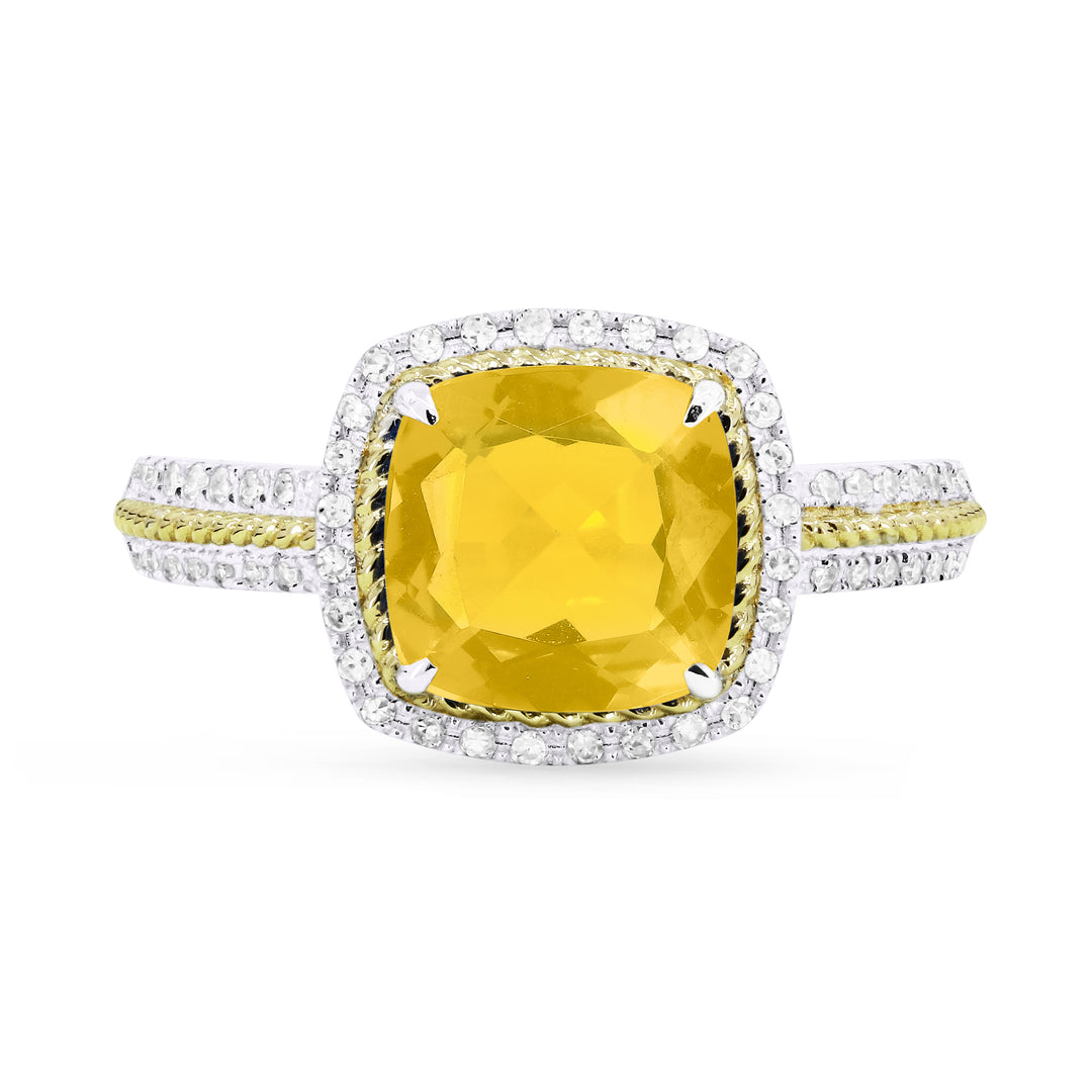 Madison L 14K Two Tone Gold Citrine Cushion Ring - style R1442CTWY