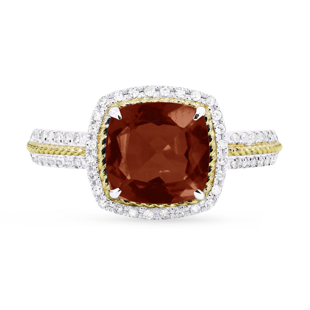 Madison L 14K Two Tone Gold Garnet Cushion Ring - style R1442GAWY