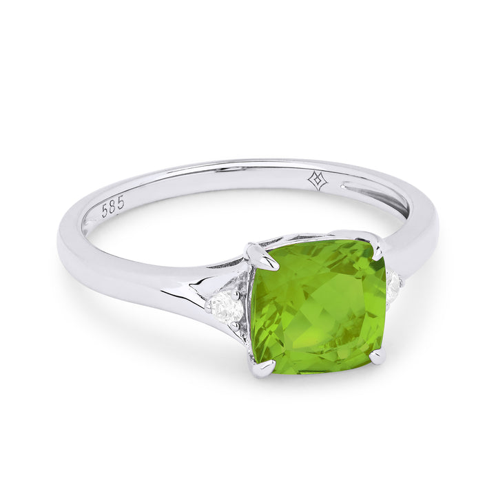 Madison L 14K White Gold Peridot Cushion Ring - style R1443PRW