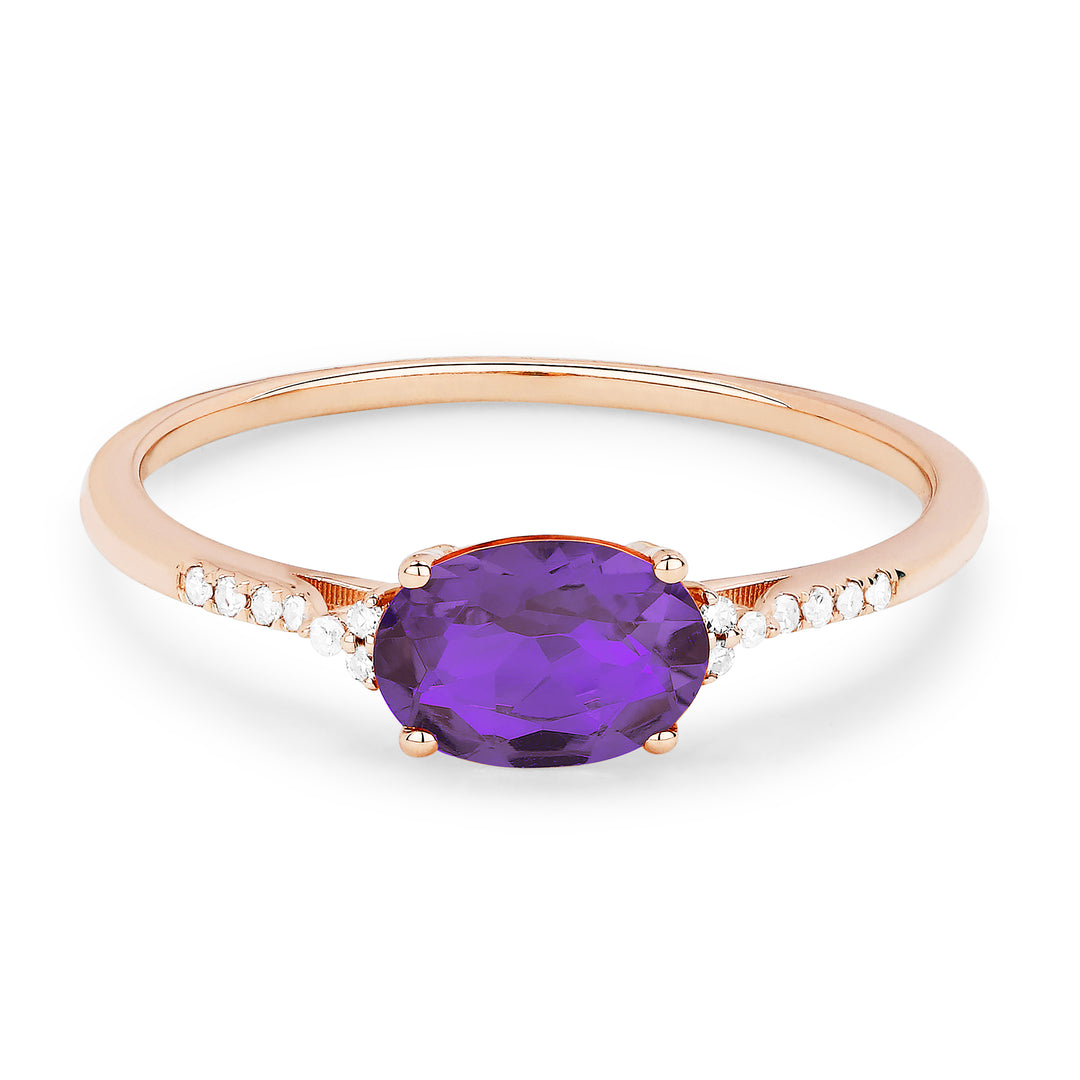 Madison L 14K Rose Gold Amethyst Oval Ring - style R1444AMP
