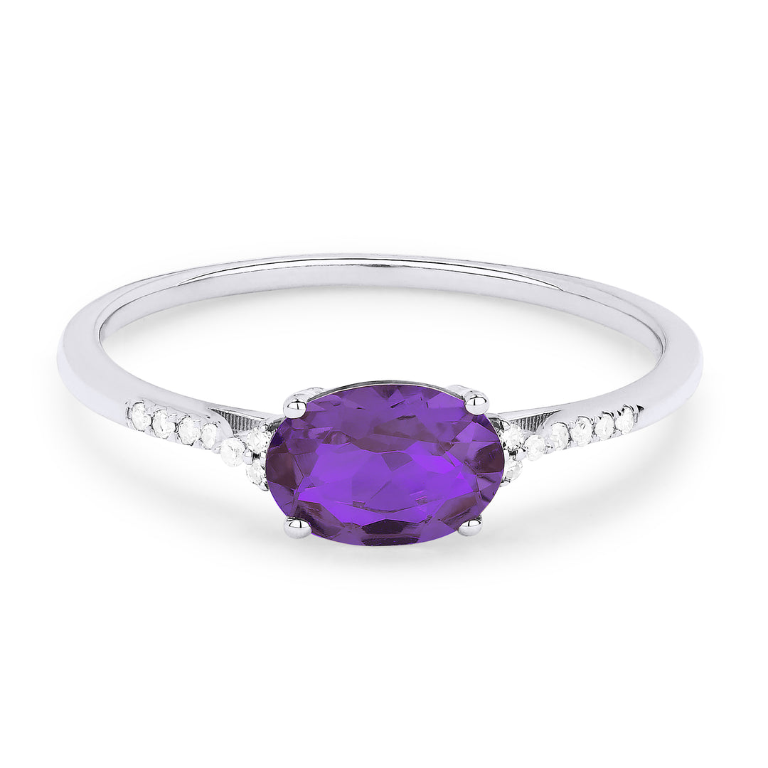 Madison L 14K White Gold Amethyst Oval Ring - style R1444AMW