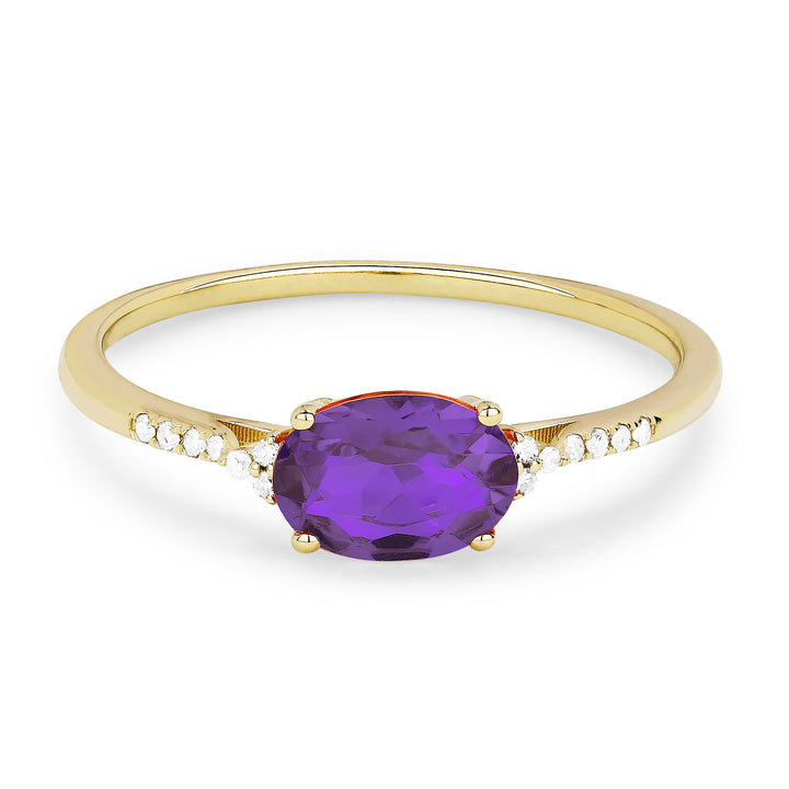 Madison L 14K Yellow Gold Amethyst Oval Ring - style R1444AMY