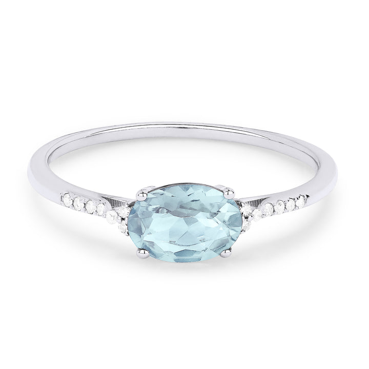 Madison L 14K White Gold Aquamarine Oval Ring - style R1444AQW