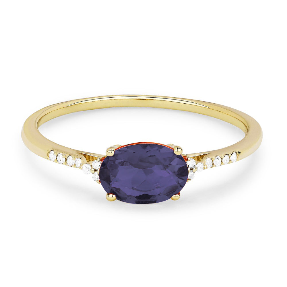 Madison L 14K Yellow Gold Created Alexandrite Oval Ring - style R1444AXY