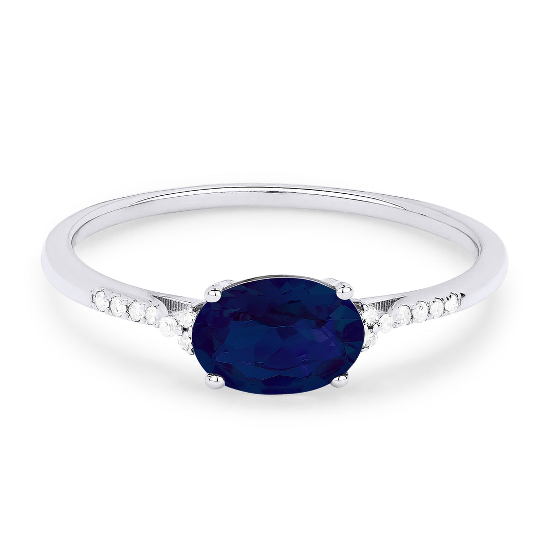 Madison L 14K White Gold Created Sapphire Oval Ring - style R1444BCW