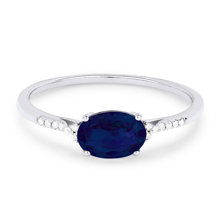 Madison L 14K White Gold Created Sapphire Oval Ring - style R1444BCW