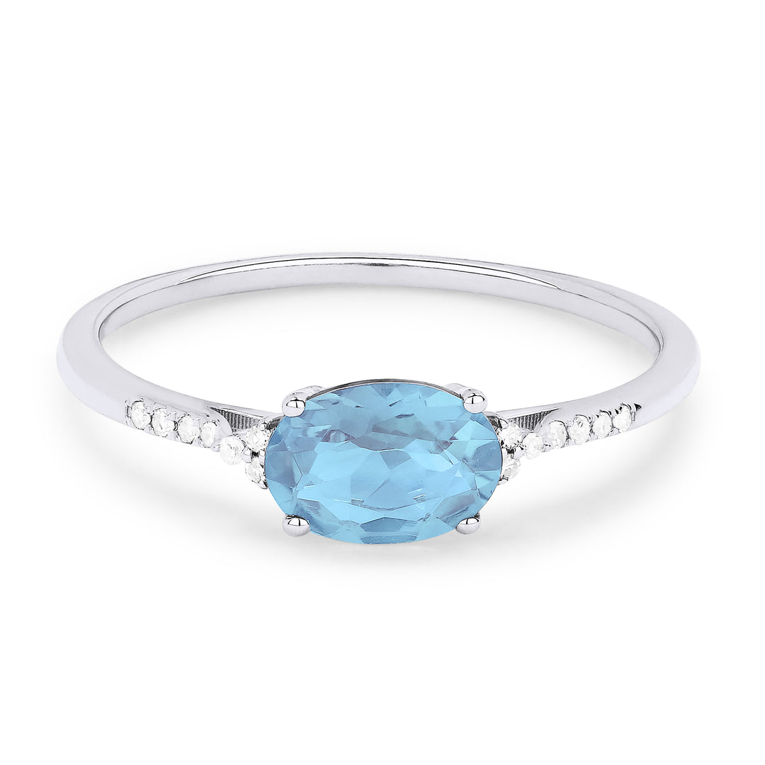 Madison L 14K White Gold Blue Topaz Oval Ring - style R1444BTW