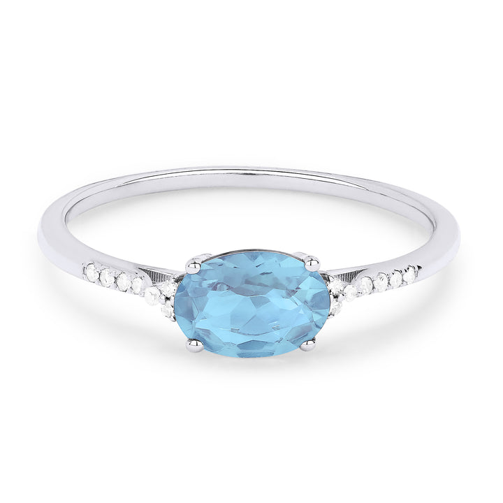 Madison L 14K White Gold Blue Topaz Oval Ring - style R1444BTW