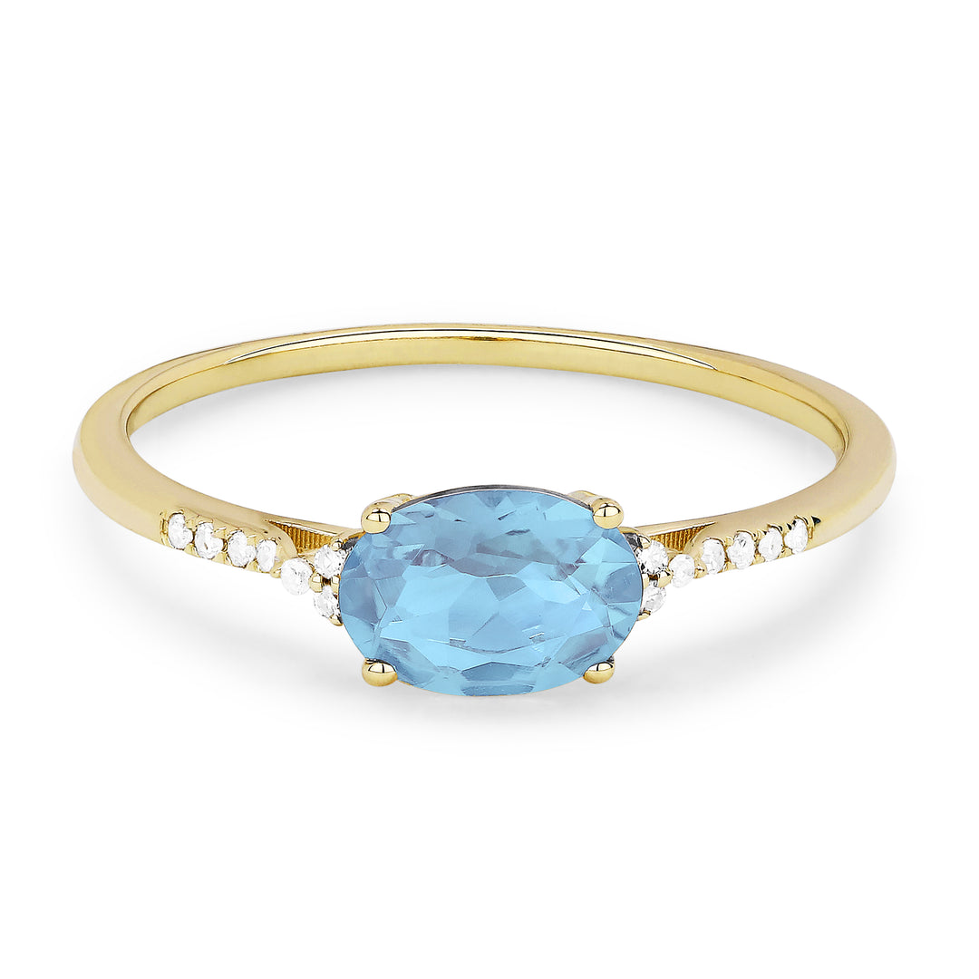 Madison L 14K Yellow Gold Blue Topaz Oval Ring - style R1444BTY