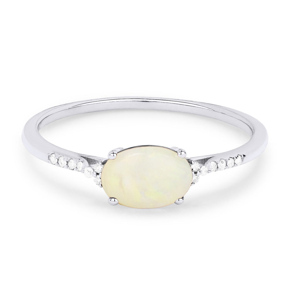 Madison L 14K White Gold Created Ethiopian Opal Oval Ring - style R1444COPW