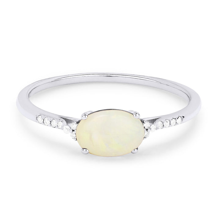 Madison L 14K White Gold Created Ethiopian Opal Oval Ring - style R1444COPW